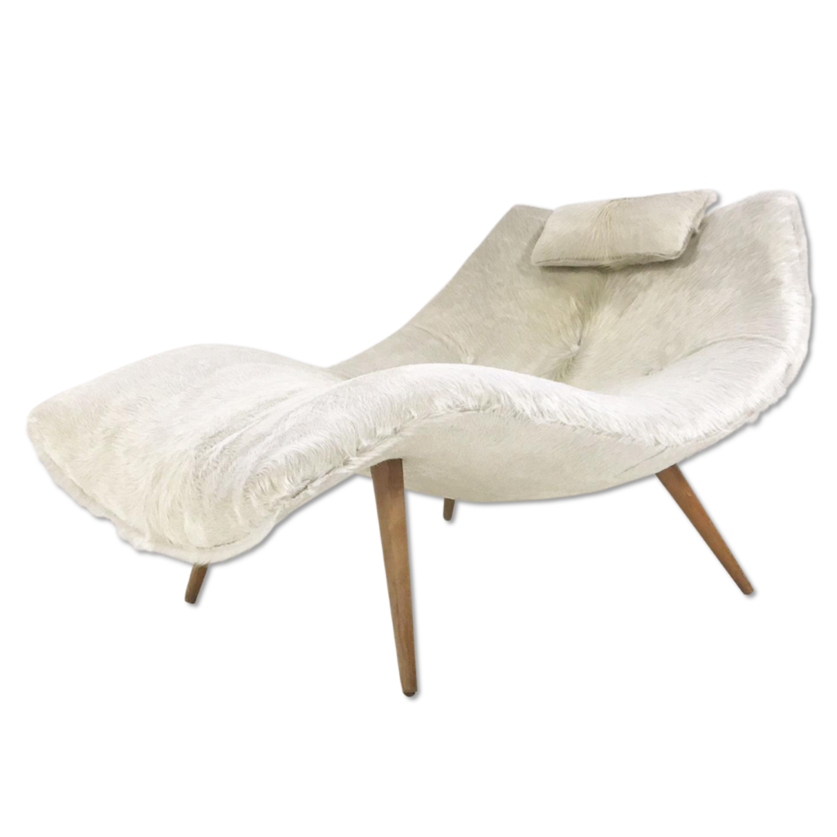 Rare Adrian Pearsall 1828 C Chaise Lounge Chair in Ivory Cowhide