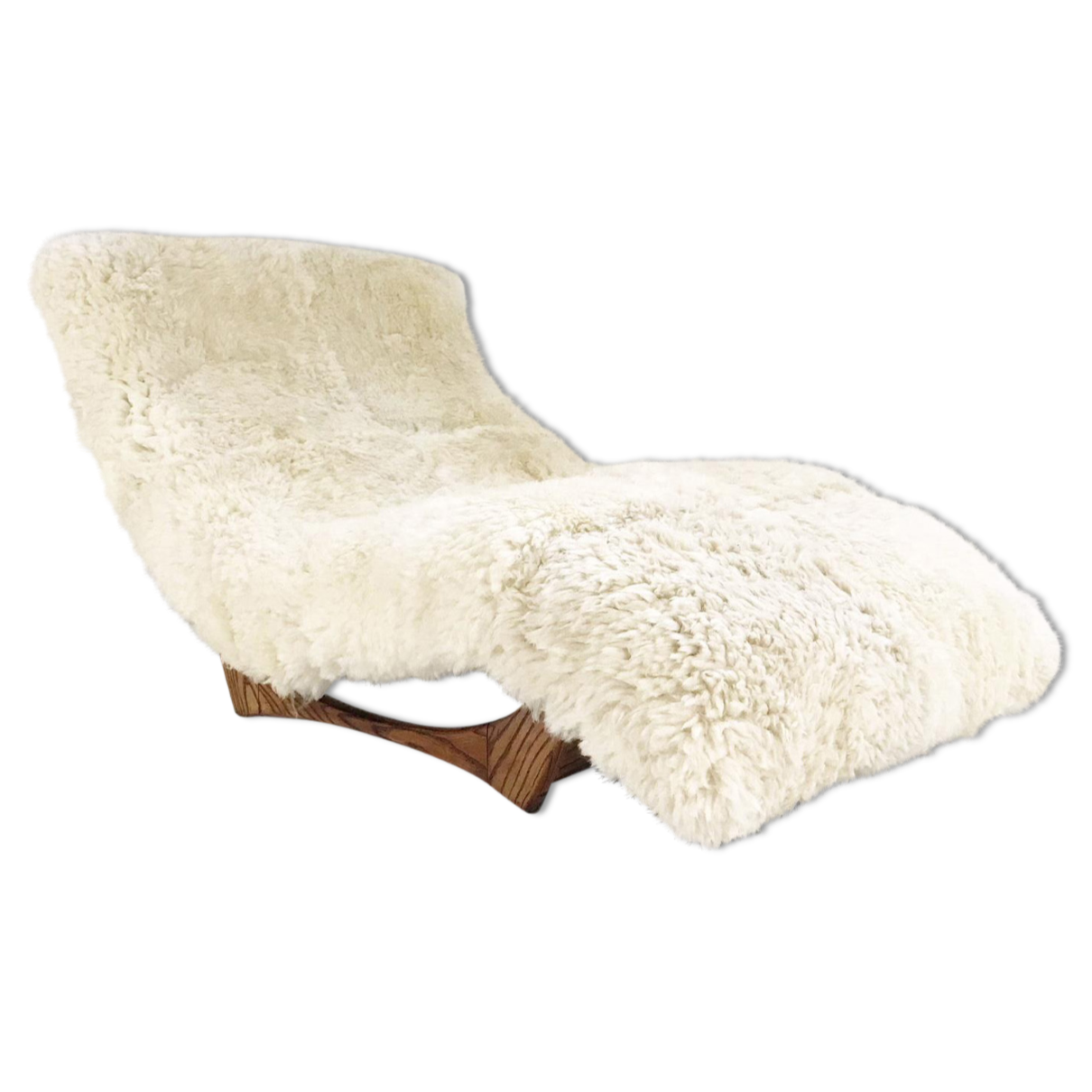 Adrian Pearsall Style Wave Chaise Lounge Chair in Brazilian Sheepskin and Leather