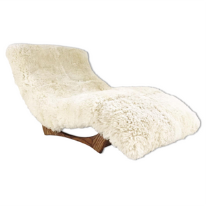 Adrian Pearsall Style Wave Chaise Lounge Chair in Brazilian Sheepskin and Leather
