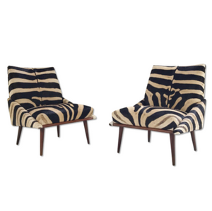Adrian Pearsall Style Lounge Chairs in Zebra Hide