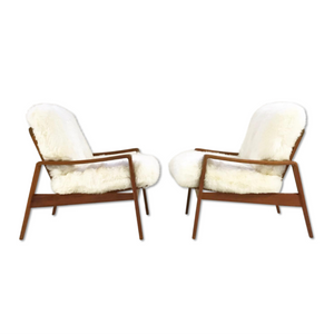 Danish Lounge Chairs by Arne Wahl Iverson for Komfort in Sheepskin