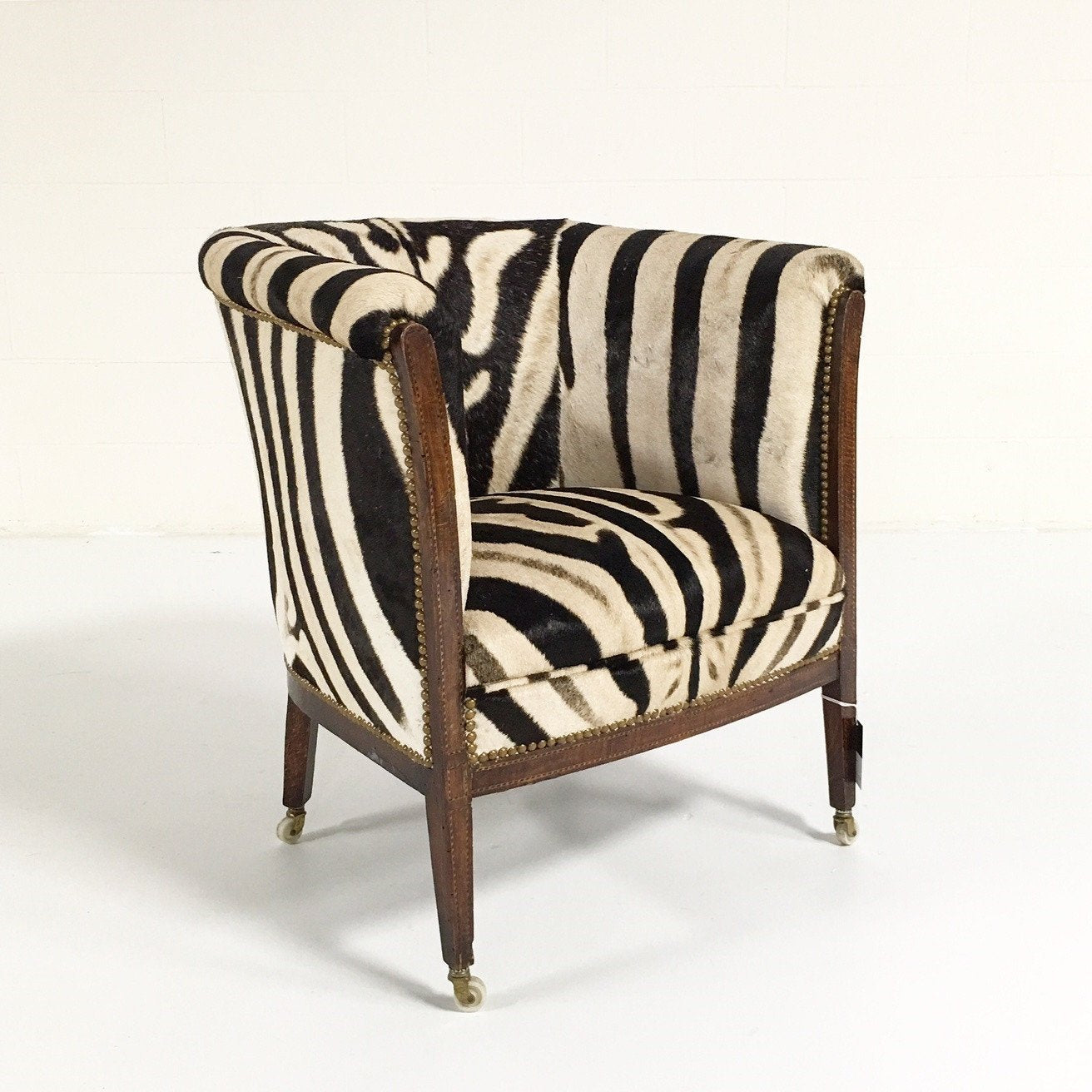 1930s Barrel Chair in Zebra Hide