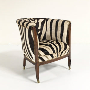 1930s Barrel Chair in Zebra Hide