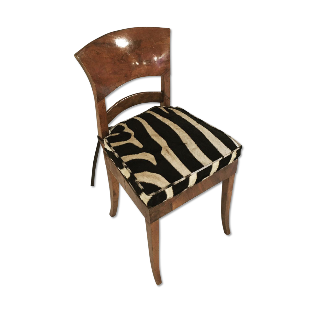 VINTAGE BIEDERMEIER STYLE CHAIR WITH ZEBRA CUSHION