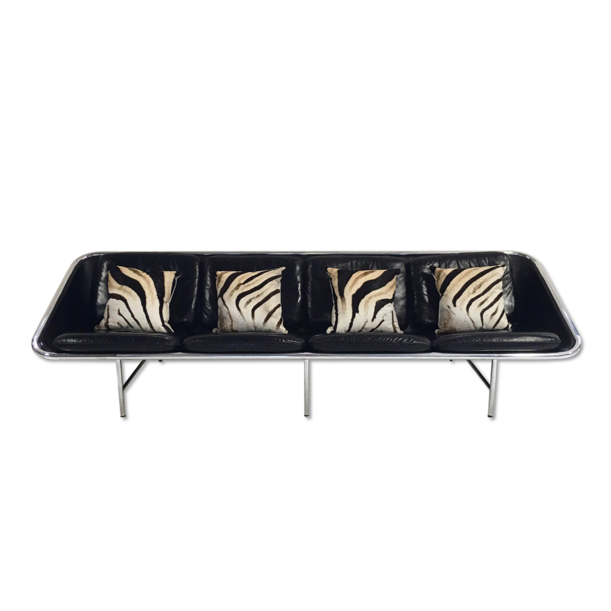 Model 6833 Leather Sling Sofa, George Nelson for Herman Miller, with Four Zebra Hide Pillows