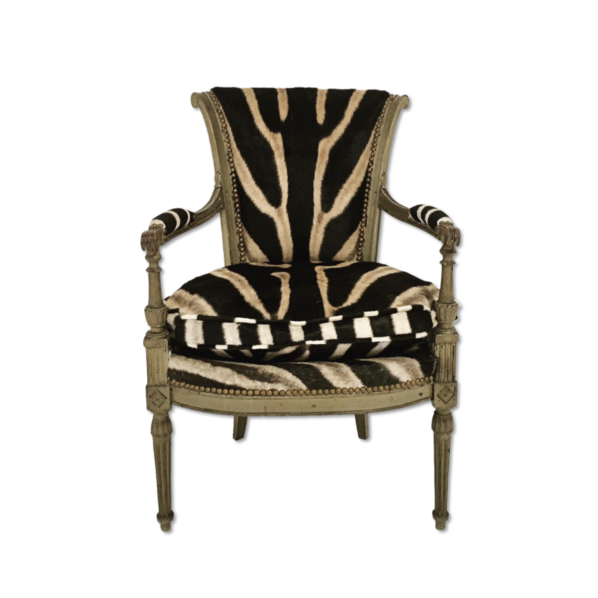 French Boudoir Armchair in Zebra Hide