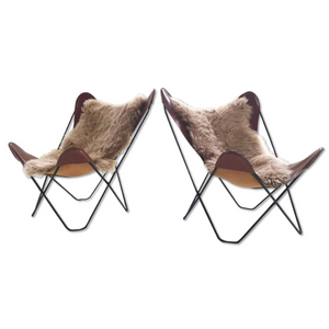 Antonio Bonet, Juan Kurchan, and Jorge Ferrari Hardoy for Knoll Butterfly Chairs with Sheepskins