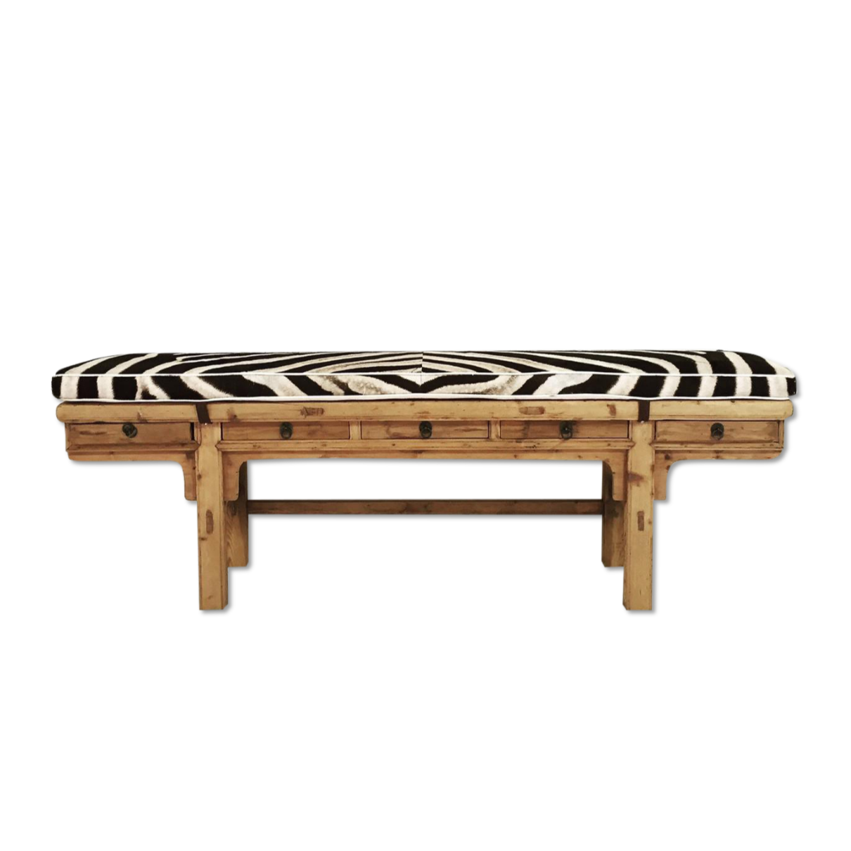 CALLIGRAPHER FIVE-DRAWER BENCH WITH custom Zebra Cushion