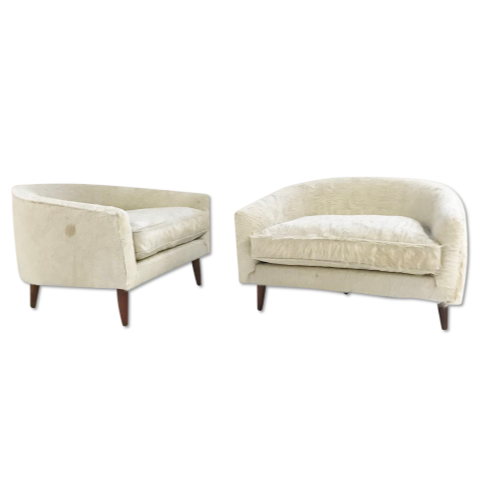 Adrian Pearsall Cloud Chairs for Craft Associates in Ivory Cowhide