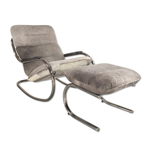 Design Institute of America Rocker Lounge Chair & Ottoman in Brazilian Cowhide