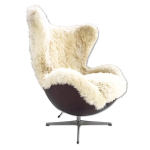 Arne Jacobsen for Fritz Hansen Egg Chair Restored and Reupholstered in Brazilian Sheepskin and Leather