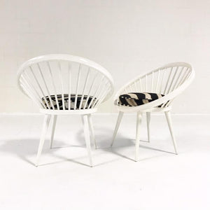 Pair of Yngve Ekstrom Circle Chairs Reupholstered in Zebra Hide