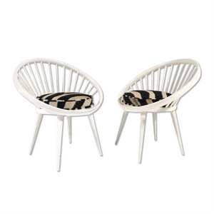 Pair of Yngve Ekstrom Circle Chairs Reupholstered in Zebra Hide