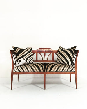 19th Century Fruitwood & Rosewood Settee Loveseat in Zebra Hide
