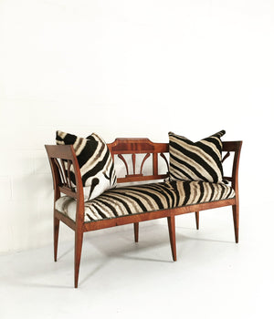 19th Century Fruitwood & Rosewood Settee Loveseat in Zebra Hide