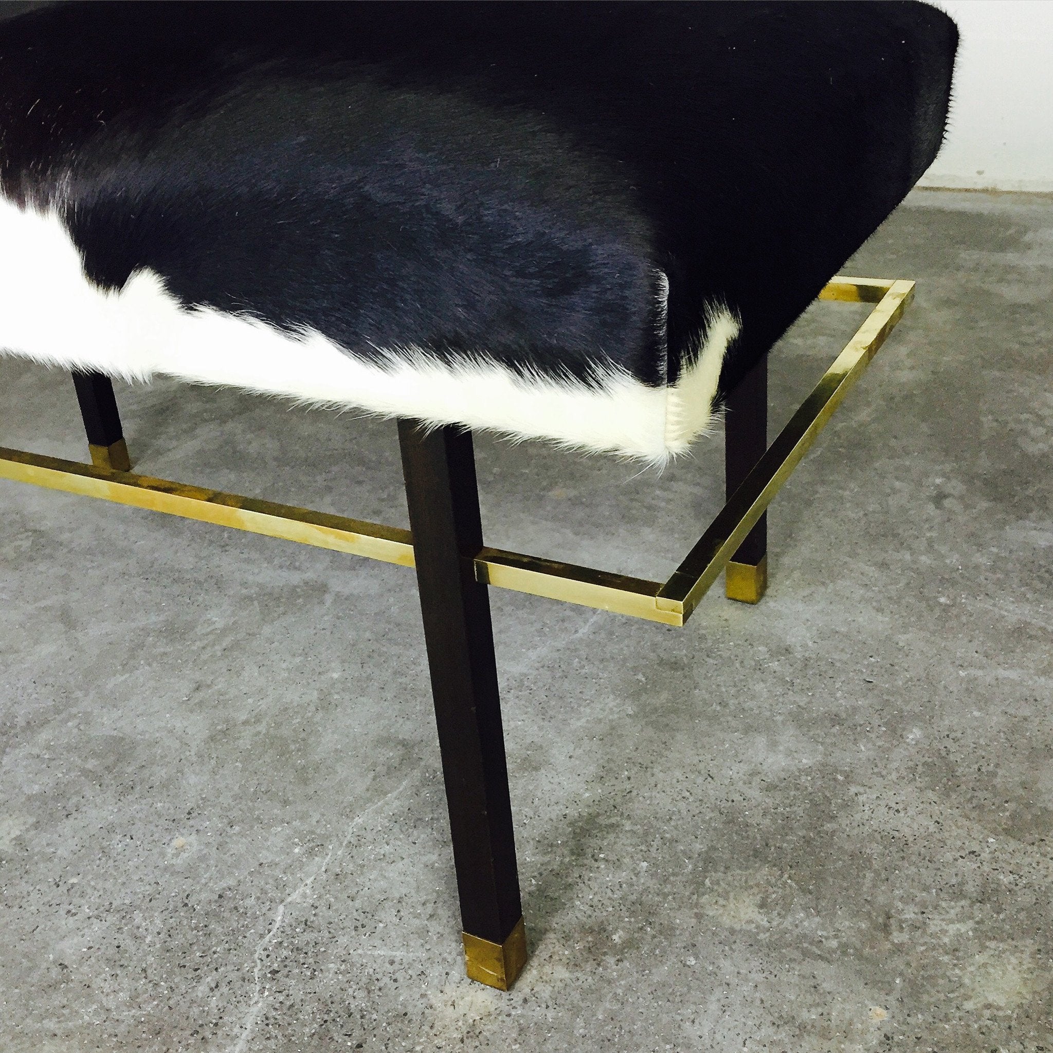 Harvey Probber Mahogany and Brass Bench