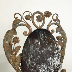 Iron Garden Chairs in Speckled Brazilian Cowhide