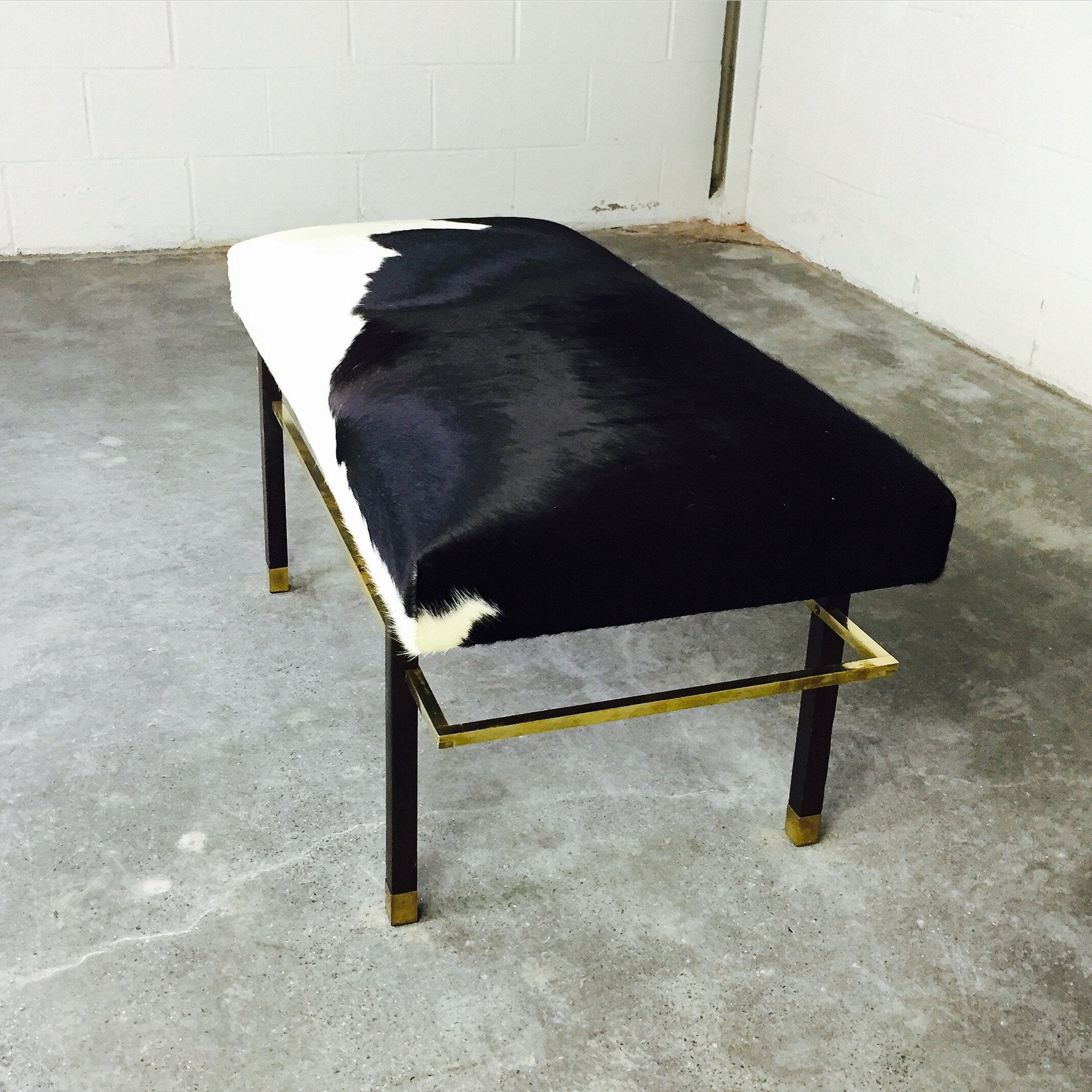 Harvey Probber Mahogany and Brass Bench