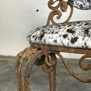 Iron Garden Chairs in Speckled Brazilian Cowhide