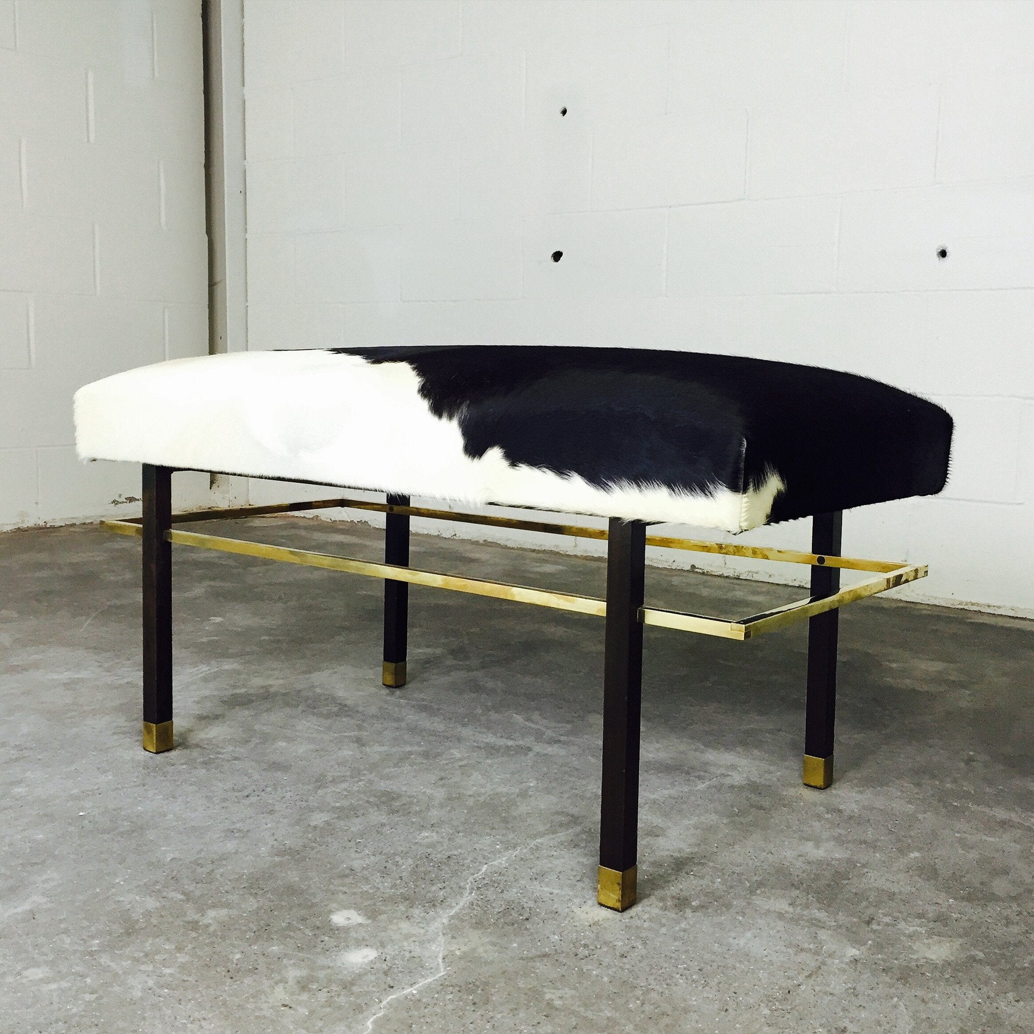 Harvey Probber Mahogany and Brass Bench