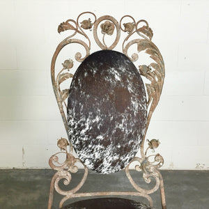 Iron Garden Chairs in Speckled Brazilian Cowhide