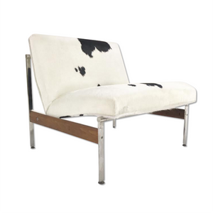 Glenn of California Lounge Chair Reupholstered in Brazilian Cowhide