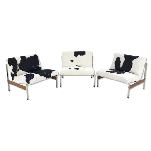 Glenn of California Lounge Chairs in Brazilian Cowhide - A Trio