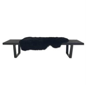 A Model 4692 Platform Bench, George Nelson & Associates for Herman Miller with Brazilian Sheepskin Throw