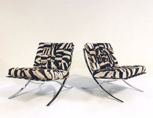 Barcelona Style Chairs in Patchwork Zebra Hide