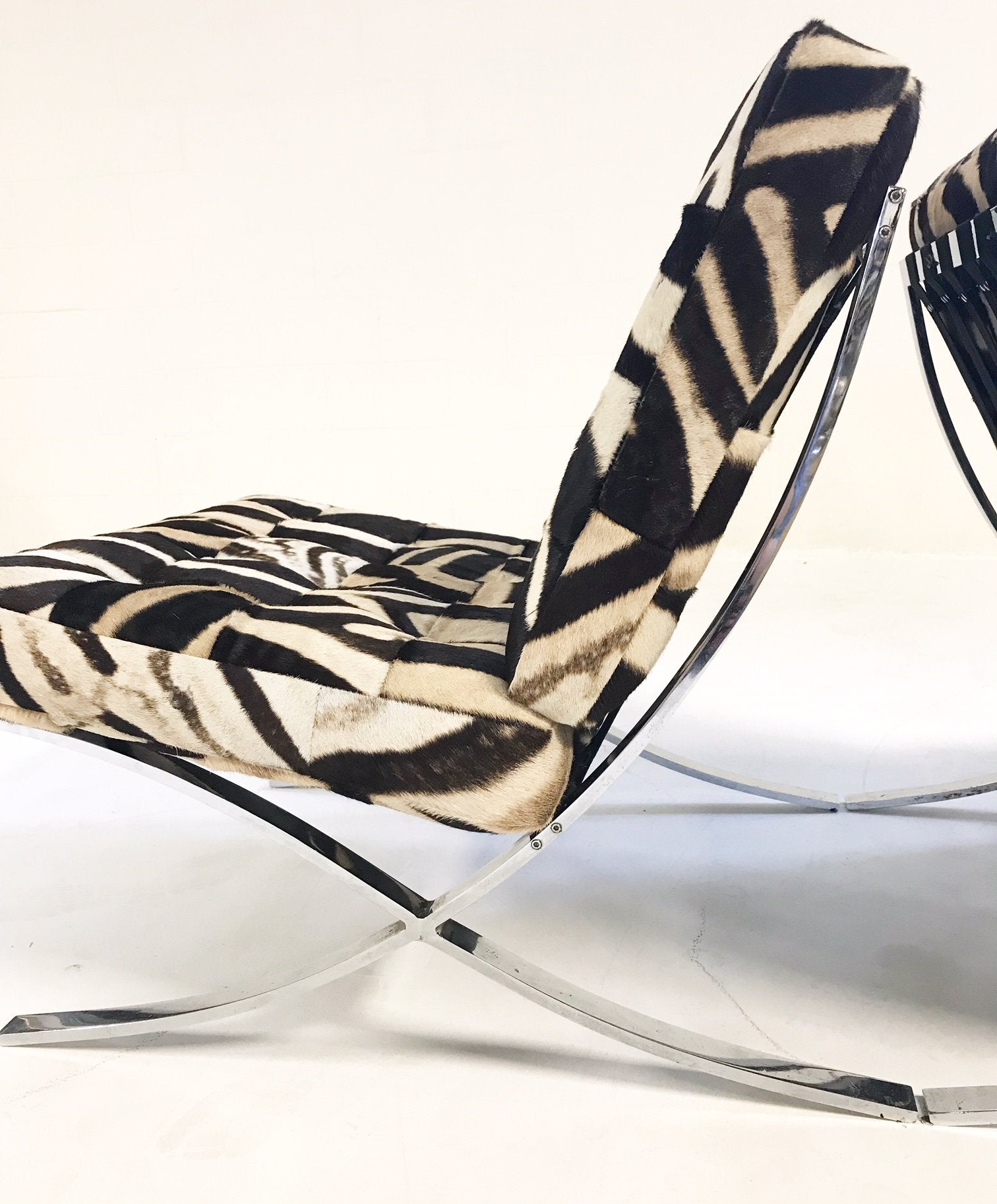 Barcelona Style Chairs in Patchwork Zebra Hide
