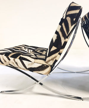 Barcelona Style Chairs in Patchwork Zebra Hide