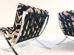 Barcelona Style Chairs in Patchwork Zebra Hide