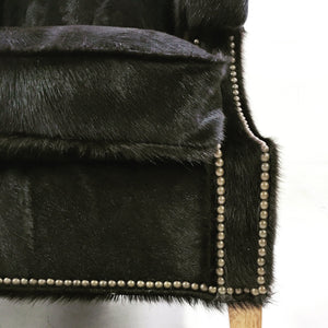 Wingback Chairs in Natural Black Brazilian Cowhide