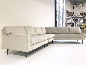 Mid-Century 2-Piece Sectional Sofa in Grey Loro Piana Alpaca Wool