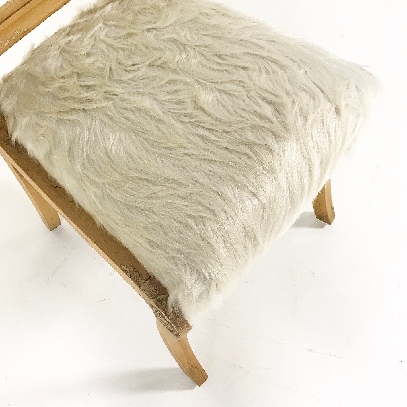 Pair of French Side Chairs with Ram Heads in Ivory Cowhide