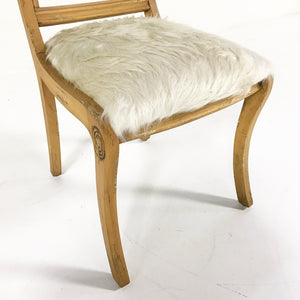 Pair of French Side Chairs with Ram Heads in Ivory Cowhide
