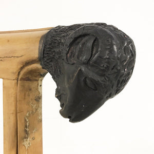Pair of French Side Chairs with Ram Heads in Ivory Cowhide