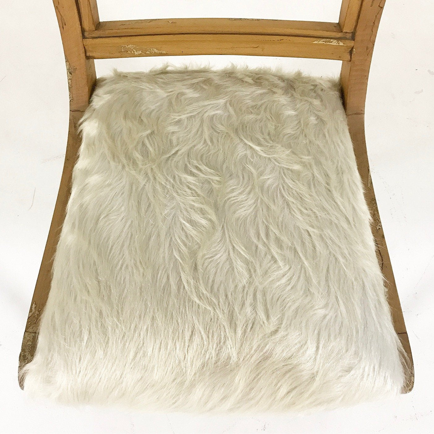 Pair of French Side Chairs with Ram Heads in Ivory Cowhide