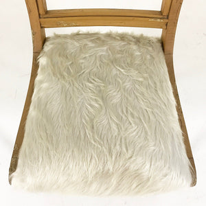 Pair of French Side Chairs with Ram Heads in Ivory Cowhide