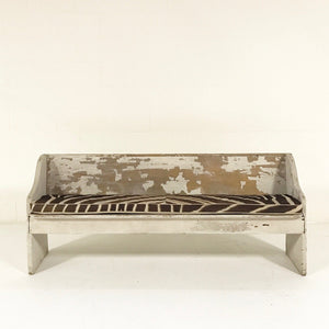 EARLY CHURCH PEW BENCH with Zebra Hide Cushion