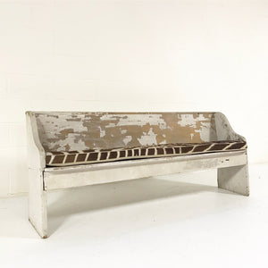 EARLY CHURCH PEW BENCH with Zebra Hide Cushion