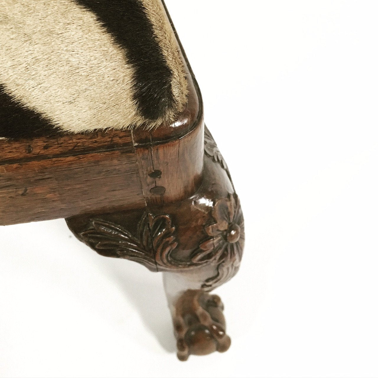 George II Walnut Dining Chairs in South African Zebra Hide - Set of 8