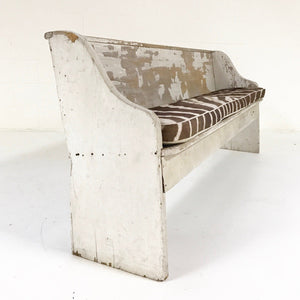 EARLY CHURCH PEW BENCH with Zebra Hide Cushion