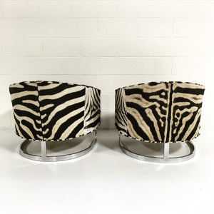 Milo Baughman Club Chairs with Chrome Frame