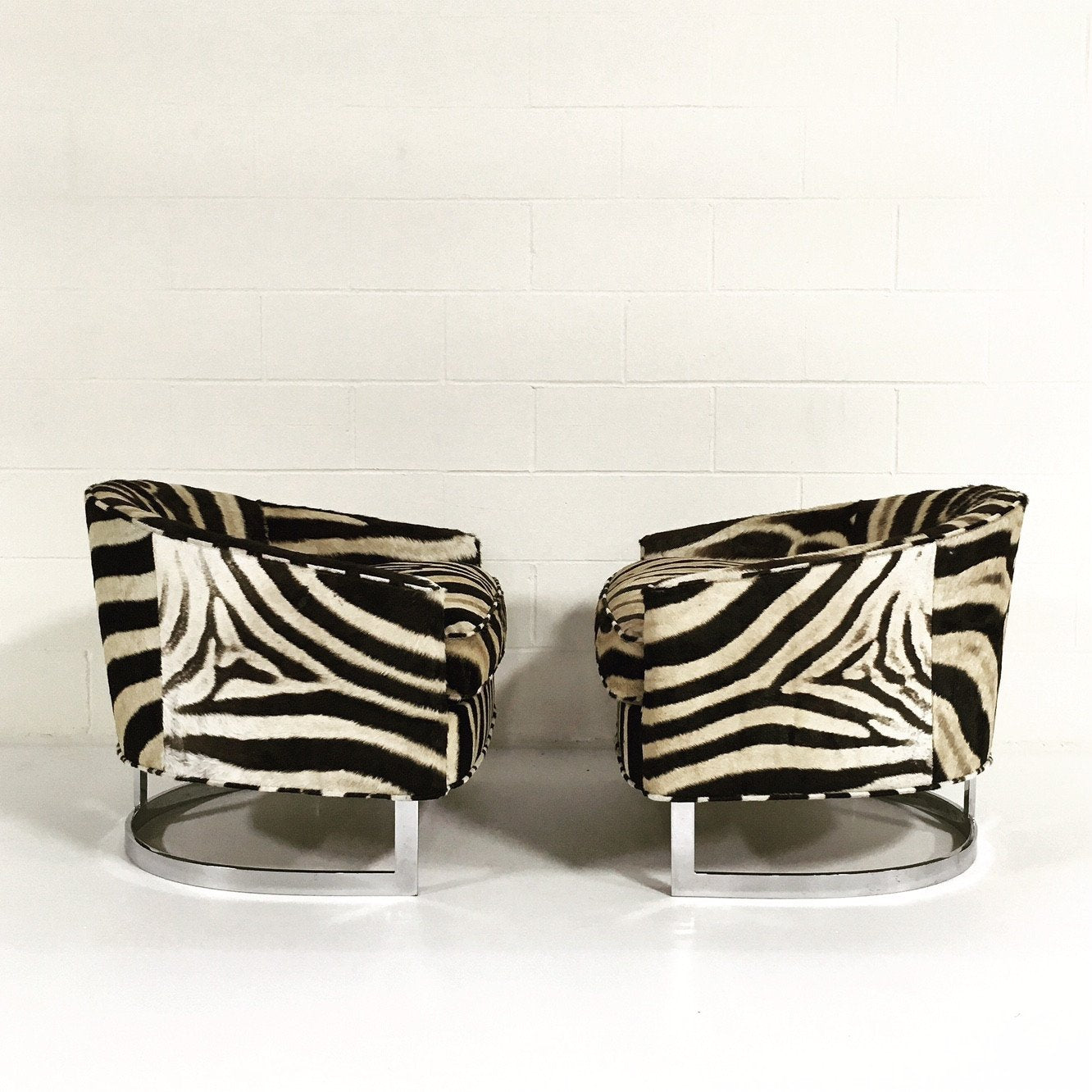 Milo Baughman Club Chairs with Chrome Frame