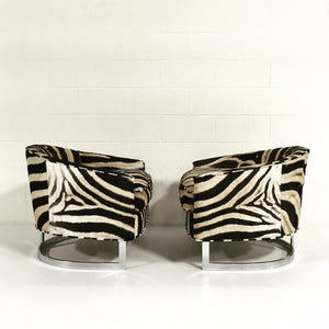 Milo Baughman Club Chairs with Chrome Frame