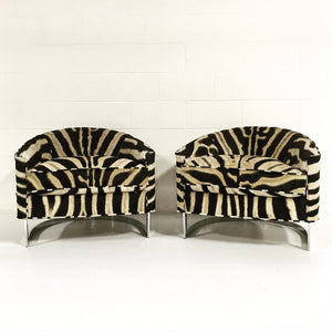 Milo Baughman Club Chairs with Chrome Frame