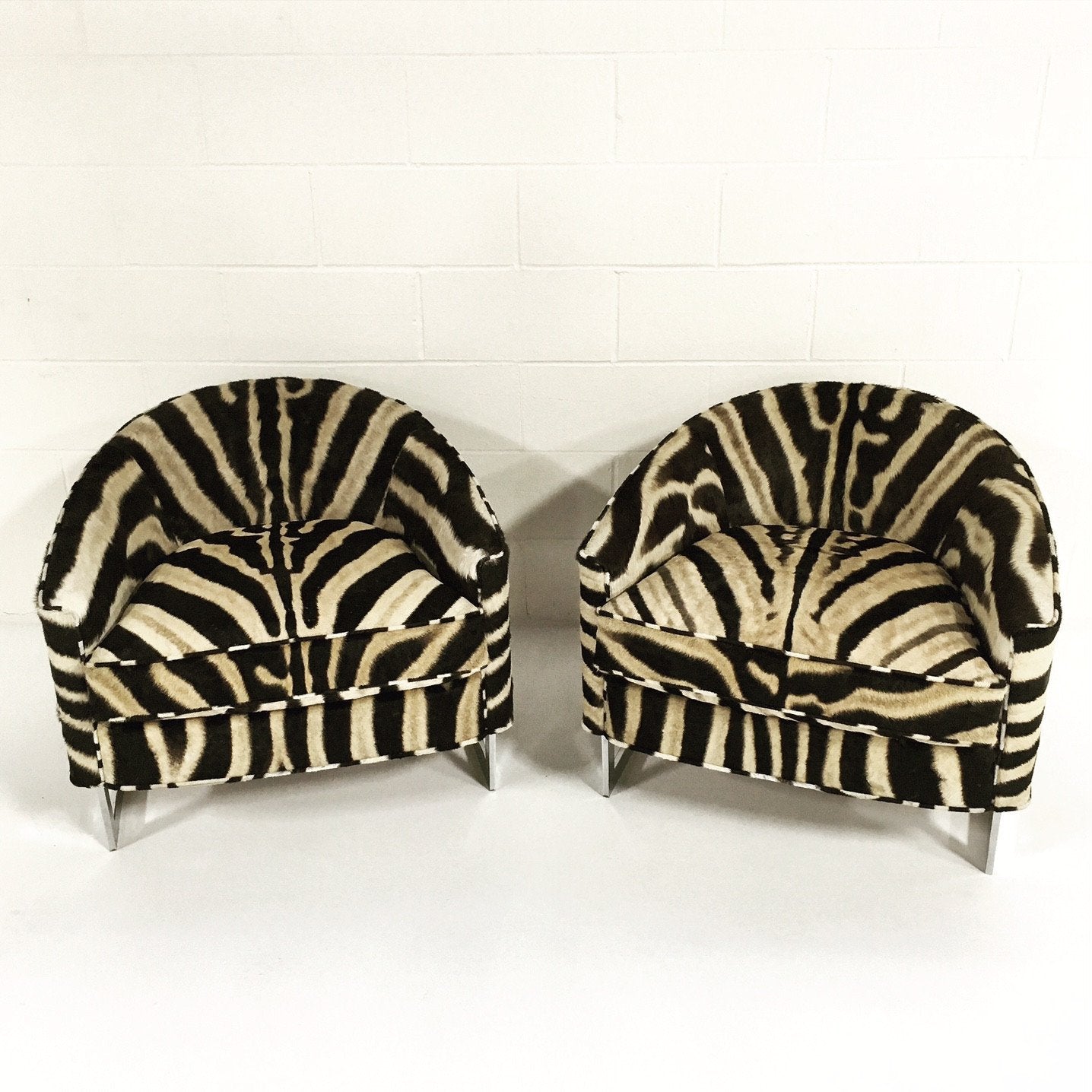 Milo Baughman Club Chairs with Chrome Frame