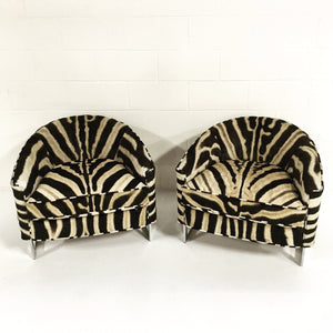 Milo Baughman Club Chairs with Chrome Frame