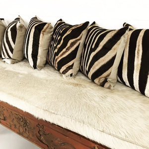 Carved Phoenix Bird Bench with Ivory Cowhide Cushion - No. 11